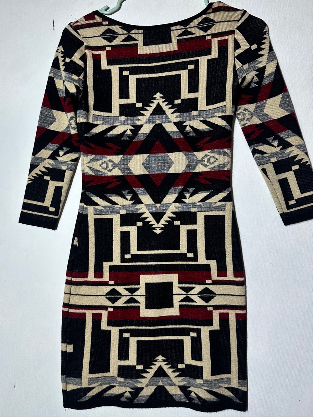 Denim & Supply Ralph Lauren Aztek Knit Dress in Black, Cream & Red - Picture 3 of 4